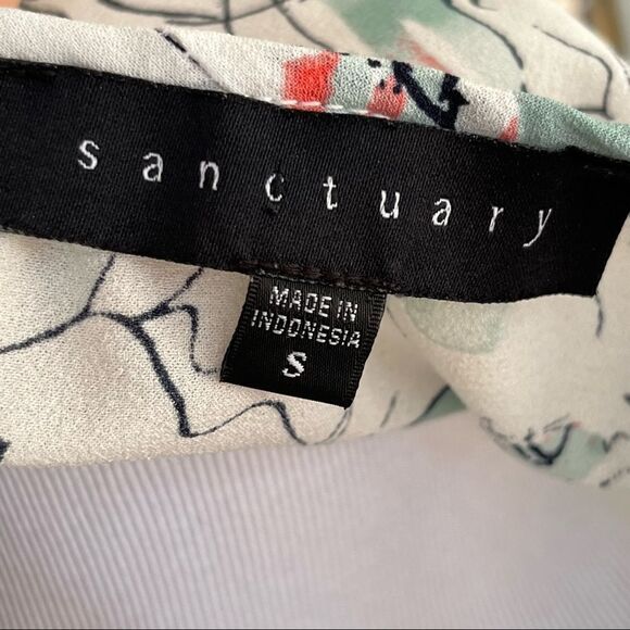 Sanctuary Lightweight Boho Watercolor Floral Peasant Style Blouse with Tassel S - Picture 6 of 7